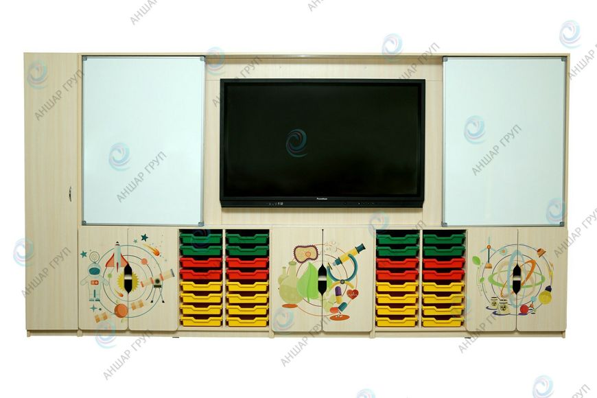 Стінка для предметних кабінетів "Інтерактивна освіта" з фотодруком та пенал 35831+Ф+35840 фото