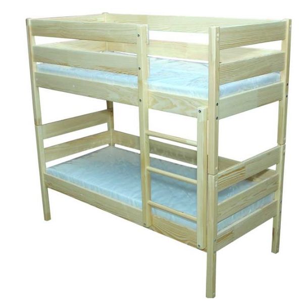 Ліжко дитяче 2-ярусне, з натуральної деревини, без матрацу 35968 фото